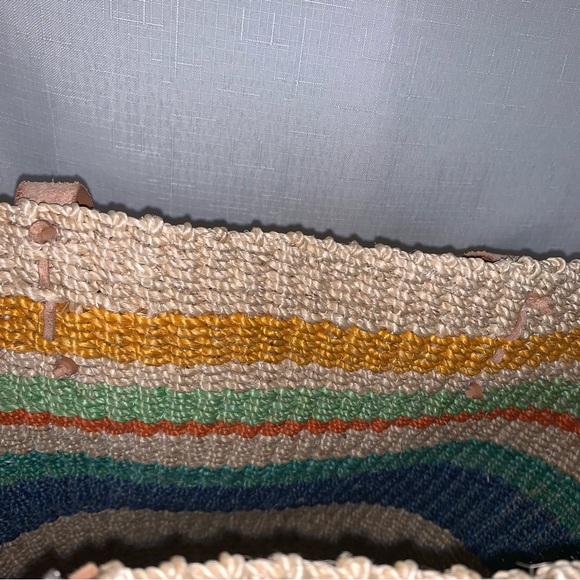 Colorful Rattan Woven Beach Tote Bag Large Summer Striped Raffia Straw Travel - Picture 7 of 13